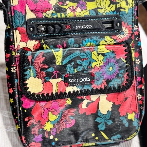 Sakroots Floral Crossbody Bag - Black Multicolor - Picture 2 of 13